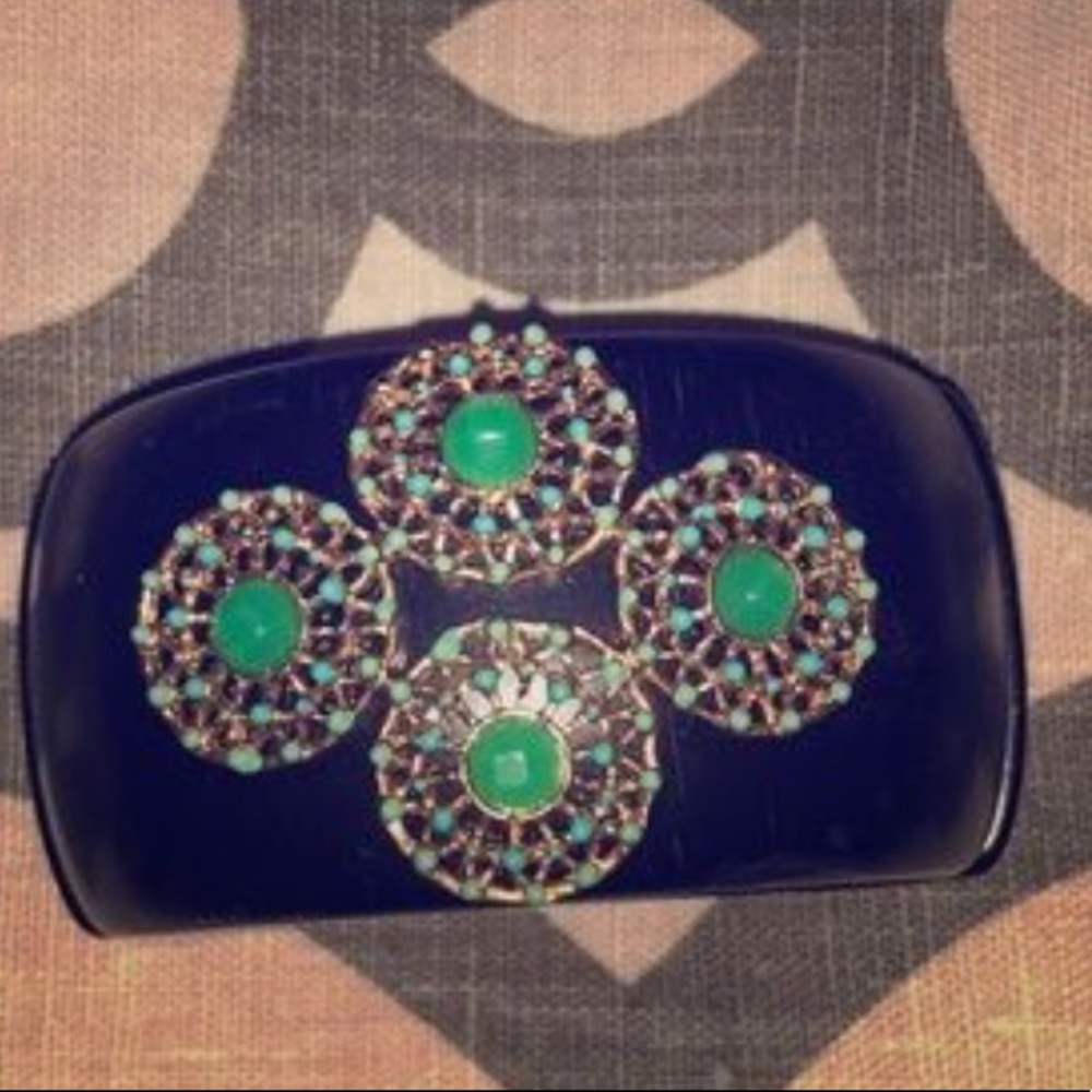 Stella and Dot | Retired Green+Black+Gold Wood Garden Party Cuff Bracelet - Picture 6 of 6